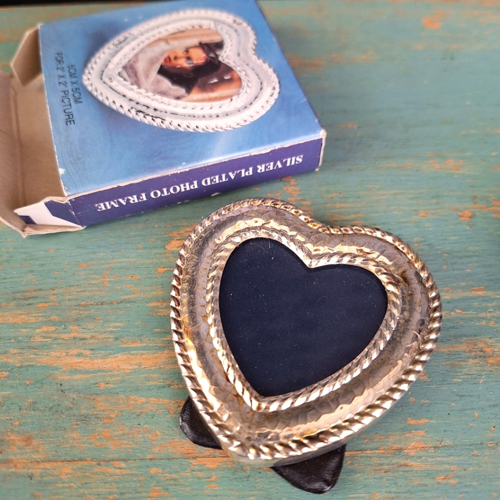 Mini Frame Silver Plated Heart Shape New Vintage Stock in Original Box